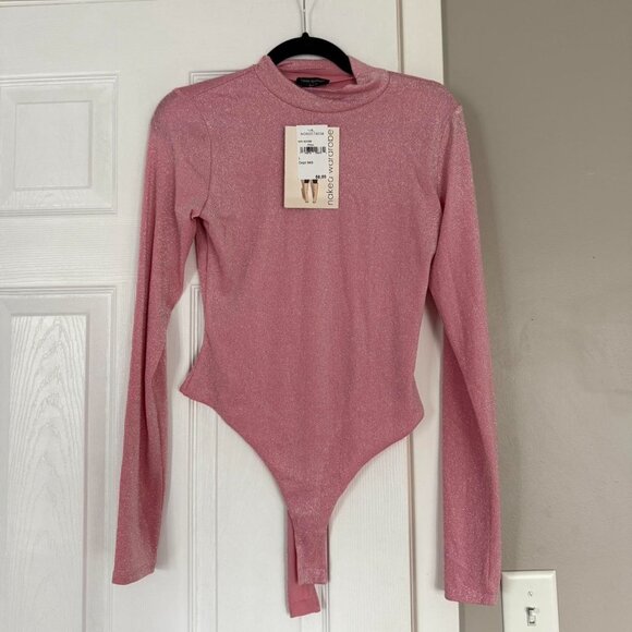 naked wardrobe Sweaters - Naked Wardrobe Women's Pink Bodysuit